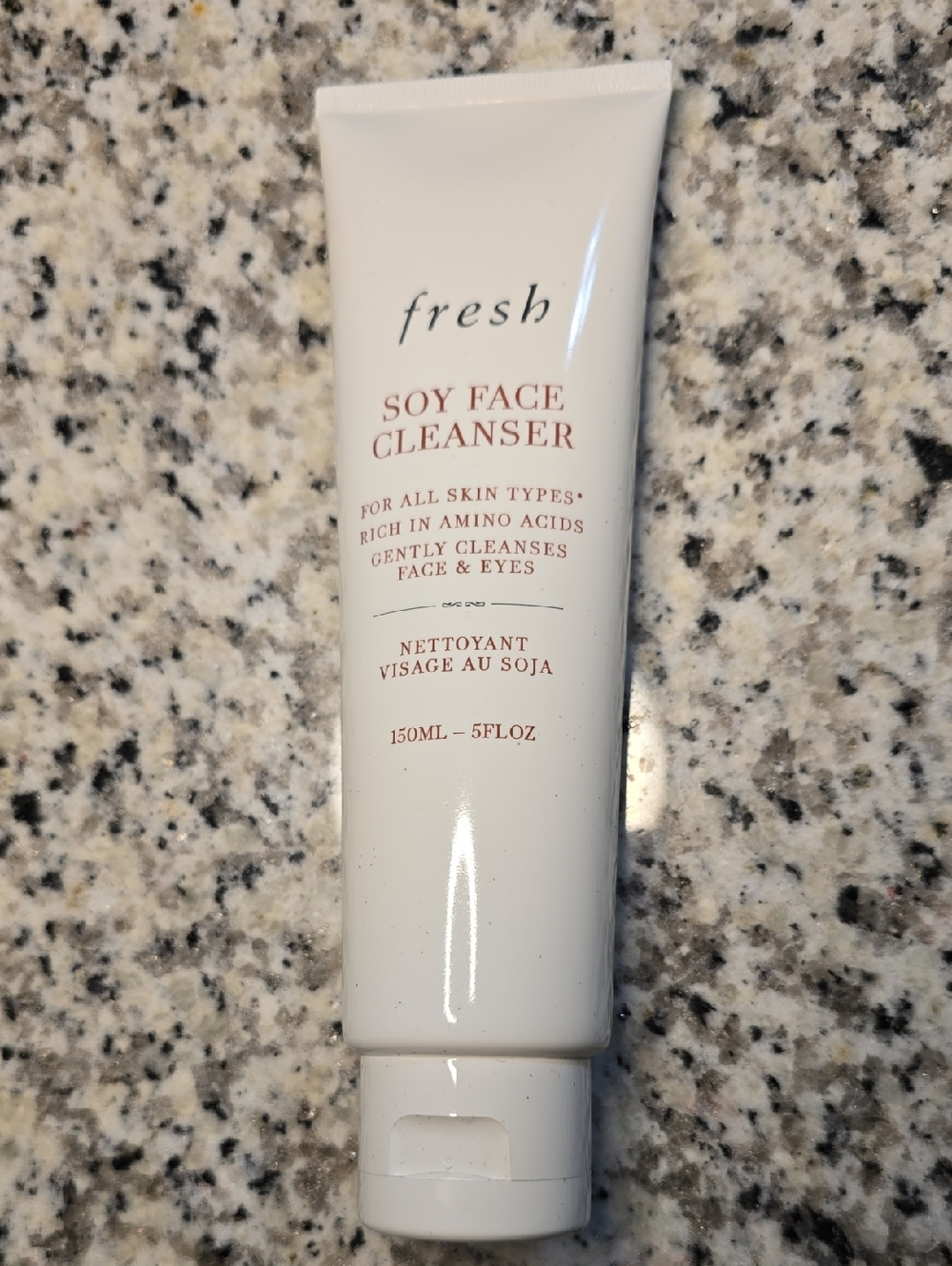 fresh Soy Face Cleanser Tube - White with Rose Text